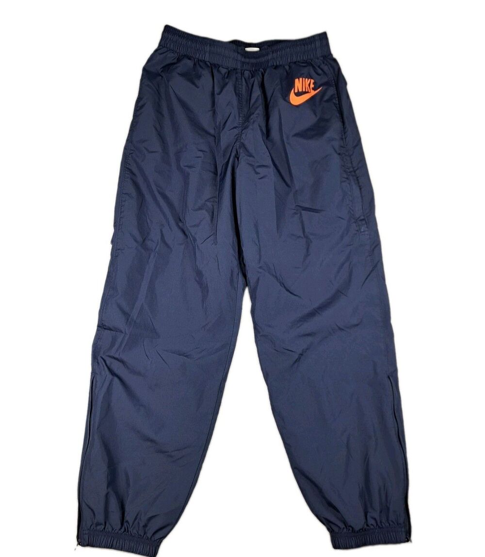 Vintage Nike Track Pants Mens L Blue Logo Mesh Lined Ankle Zip Pockets Y2K